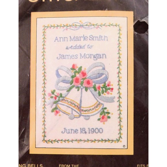 Sunset Wedding Bells Stitchery Kit #755 Customizable Dates Names 7.5 x 9.5 inch - Picture 2 of 4